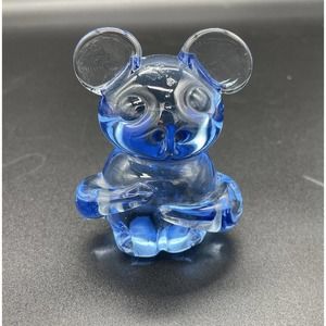 Art Glass Mouse Figurine Blue Hand Blown Glass